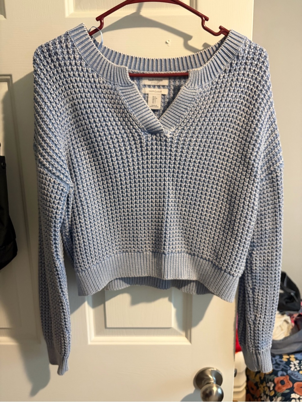 Haute Hippie Light Blue V-Neck Chunky Knit Sweater